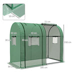 Tomato Greenhouse with 2 Roll-up Doors and 4 Mesh Windows, Green
