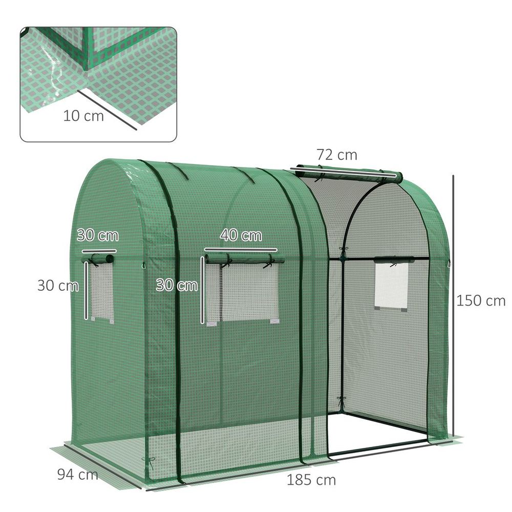 Tomato Greenhouse with 2 Roll-up Doors and 4 Mesh Windows, Green