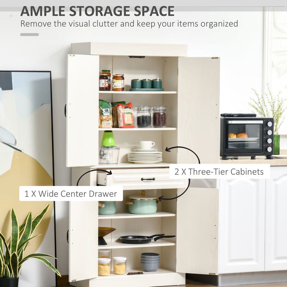 180cm Kitchen Pantry Storage Cabinet Server Food Organizer, White