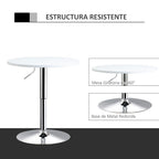 Adjustable Height Round Bar Table Swivel Top White - 60cm - Metal Frame