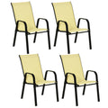 Outdoor Dining Chair Set - 4 Pack Beige w/ High Back Armrest