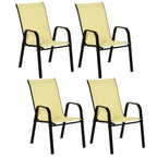 Outdoor Dining Chair Set - 4 Pack Beige w/ High Back Armrest