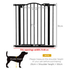 Pet Gate - Adjustable Metal Safety Barrier, Auto-Close, 74-80cm, Black