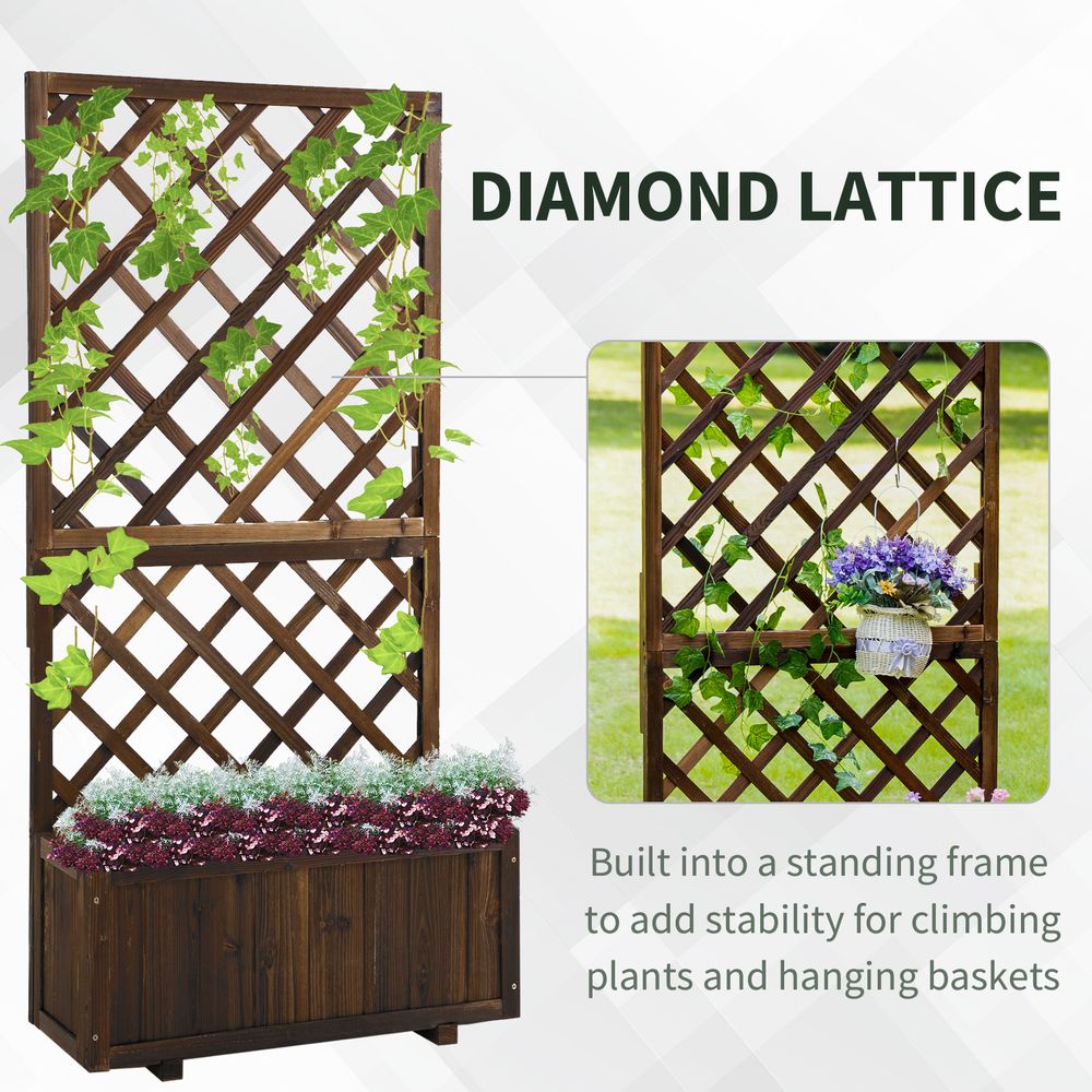 Wood Garden Planter with Trellis for Climbing Plants - Outdoor Decor and Planting Solution