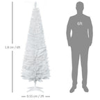 1.8m 6ft Artificial Pine Pencil Slim Christmas Tree with 390 Branch Tips White