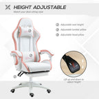 Racing Style Gaming Chair with Reclining Function & Footrest - Pink