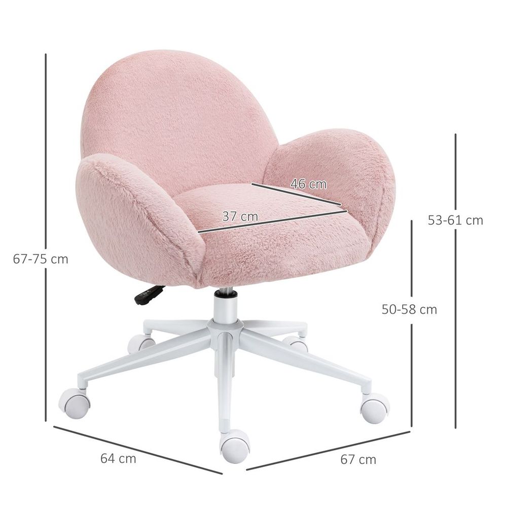 Fluffy Pink Leisure Chair w/ Backrest & Armrest for Bedroom