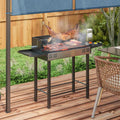 Charcoal Spit Roasting Machine w/ 3-Tier Grill Grate & Foldable Shelves