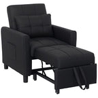 Folding Chair Bed, Sleeper Chair with Pillow, Side Pockets, Black