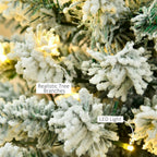 Artificial Snow Flocked Christmas Tree - 6ft Prelit Green White - Warm LED Lights