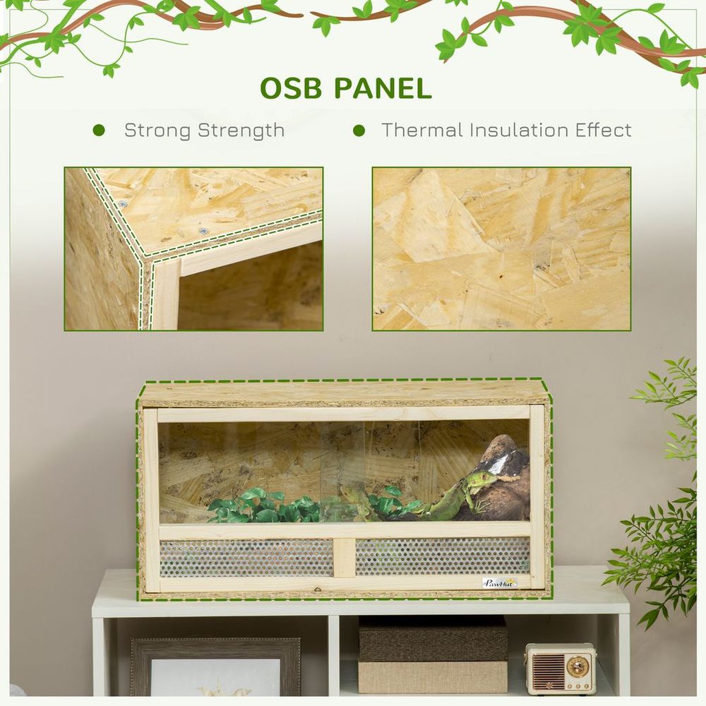 Reptile Terrarium w/ Transparent Sliding Doors, Breathable Mesh