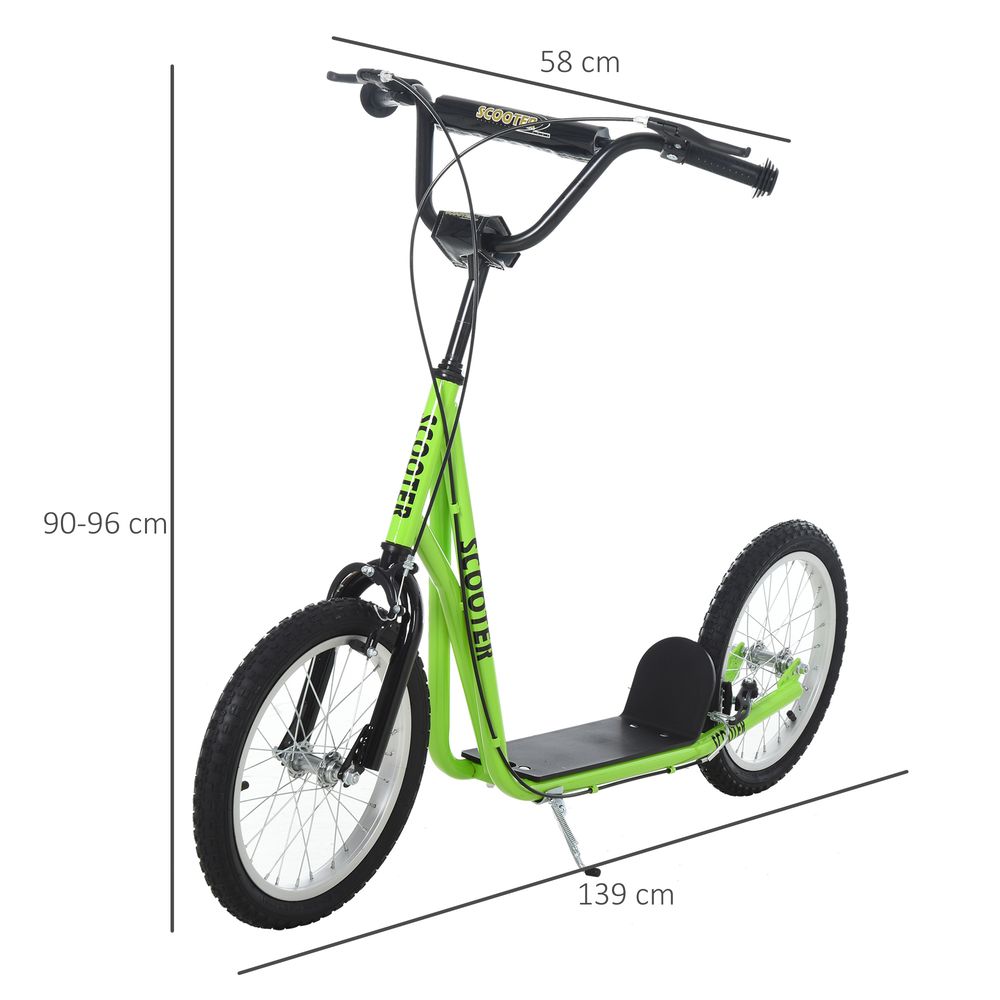 Kick Scooters for Kids with Adjustable Height, Anti-Slip Deck, Dual Brakes, Rubber Tyres, for Boys and Girls Aged 5+ Years Old - Green