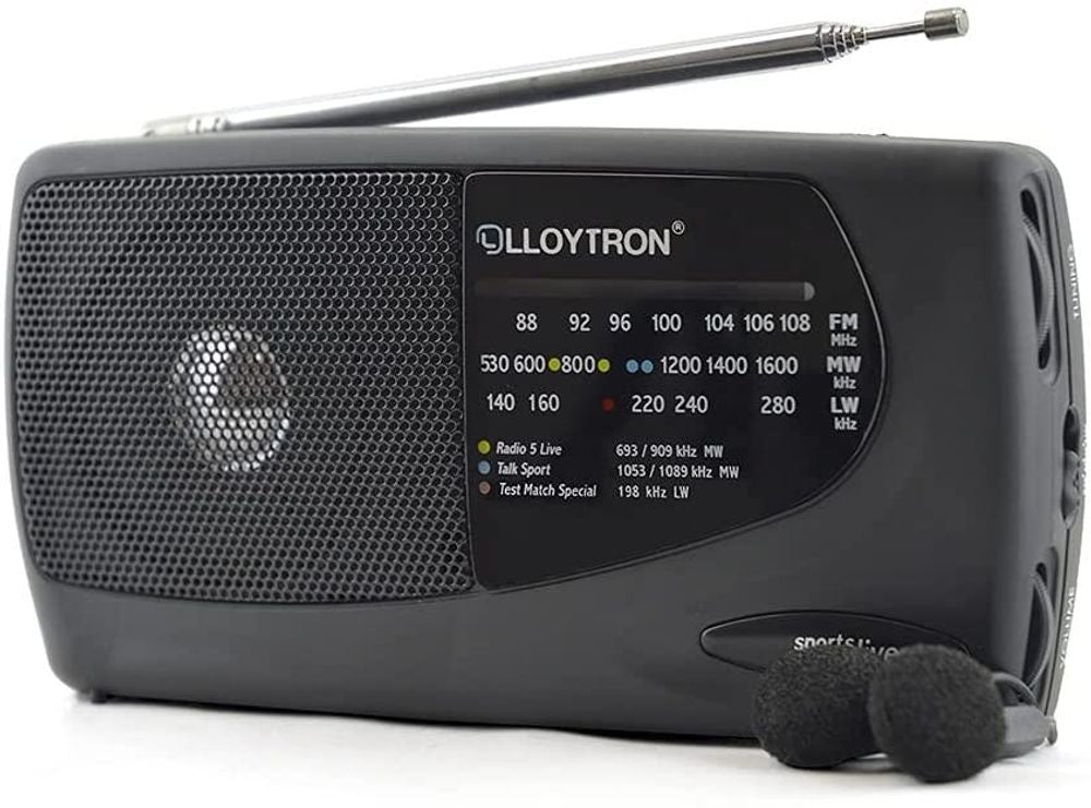 Lloytron Sports Personal Radio - 3 Band MW/FM/LW - Easy Find Tuning Window - Earphones Included