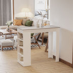 Bar Table Coffee Table Kitchen Dining Table with 4-Tier Storage Shelf for Kitchen, Dining Room, Living Room, Grey