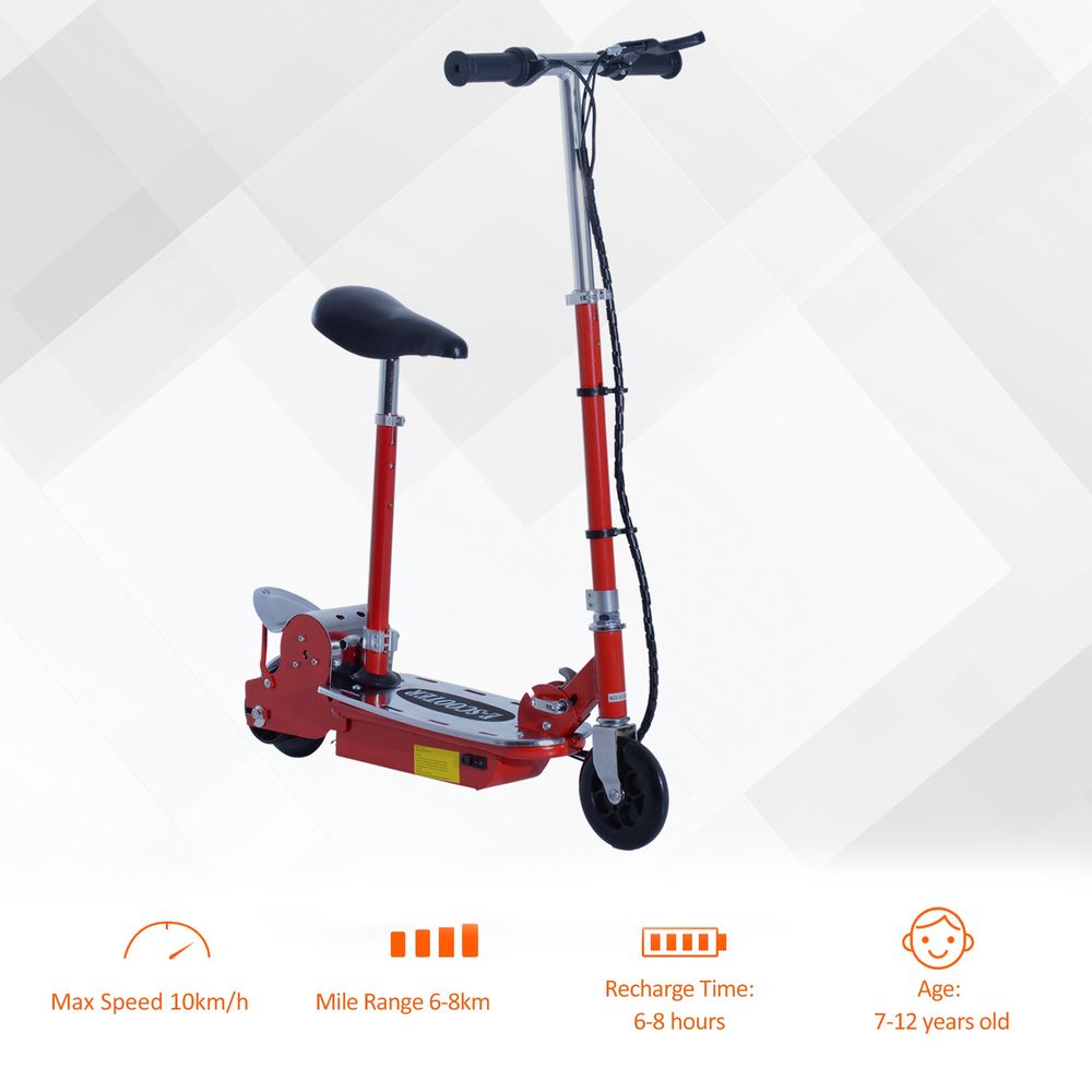 120W Foldable Powered Scooters with 24V Rechargeable Battery, Adjustable Ride on Toy (Red)