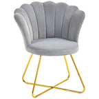 Accent Chair, Velvet Armchair with Lotus Backrest, Steel Legs