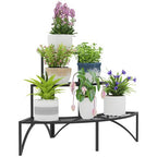 3 Tier Metal Corner Plant Stand for Garden Balcony Patio, Black