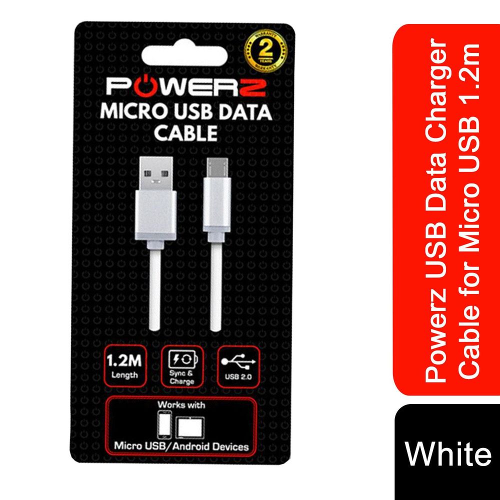 USB Data Charger Cable - Micro USB 1.2m - White