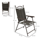 Folding Chairs - Armrests, Breathable Fabric, Dark Brown