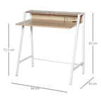 PC Desk with Storage Shelf - White/Oak Finish