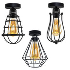 Metal Ceiling Rose Light Fitting - Vintage Wavy Wire Cage