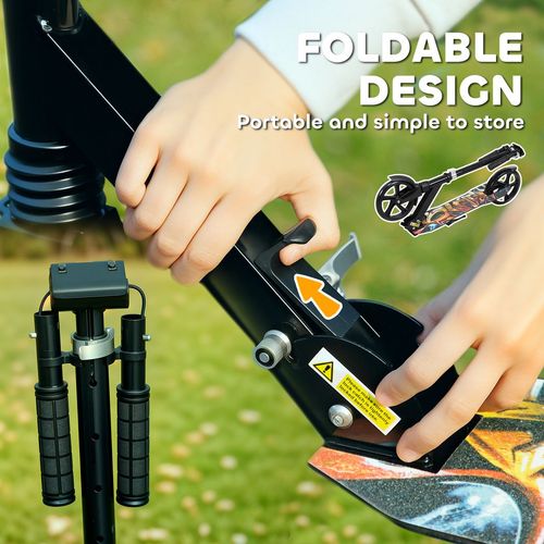 Kids Scooter, Foldable Kick Scooter w/ Adjustable Handlebar, Black in Black