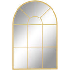 Modern Arched Window Wall Mirror for Bedroom, 91x60cm, Gold Tone