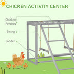 Chicken Activity Play Chicken Coop with Swing Set for 3-4 Birds, Grey