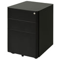3 Draw Metal Filing Cabinet Lockable 4 Wheel Compact Under Desk Black