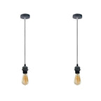 2 Pack Industrial Grey Pendant Light Fitting, Lampshade Holder Fitting Set With PVC Cable. in Grey