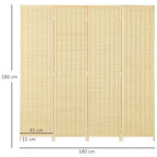 4 Panel Folding Room Divider 170cm Wall Privacy Screen Protector Natural