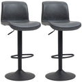 PU Leather Bar Stool Set of 2 - Adjustable Retro Swivel