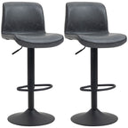 PU Leather Bar Stool Set of 2 - Adjustable Retro Swivel