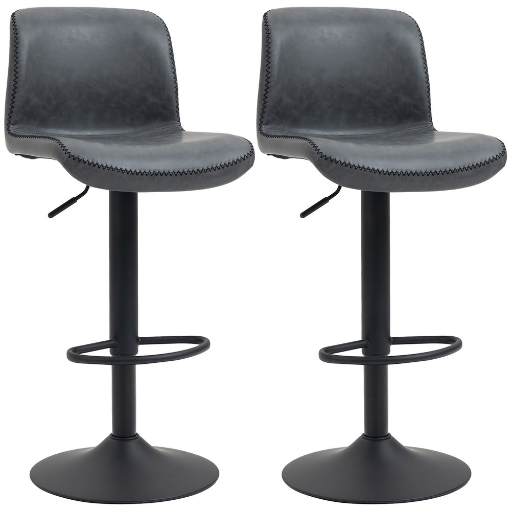 PU Leather Bar Stool Set of 2 - Adjustable Retro Swivel