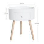 Round Coffee Table, Classic Accent with Concealed Drawer, Elegant White Design, 38cm Diameter, 45cm Height