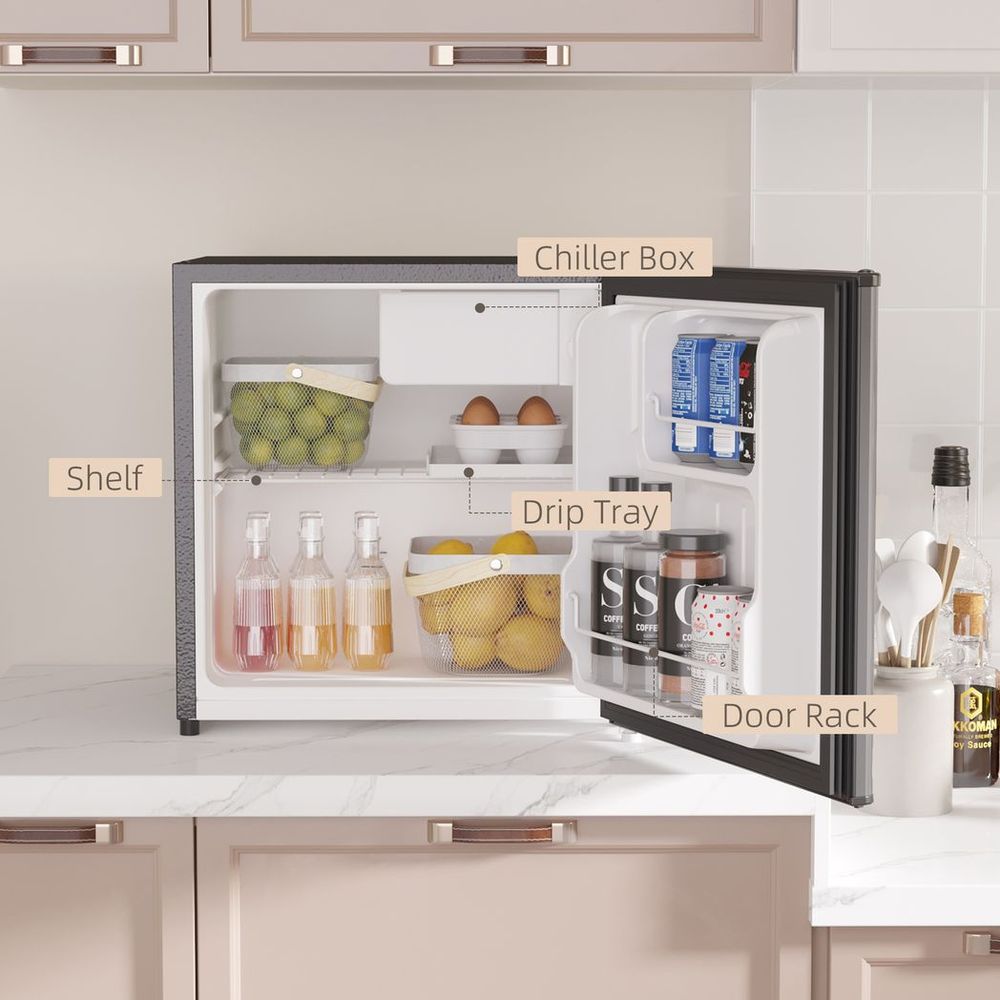46L Counter Top Fridge with Chiller Box - for Bedrooms and Offices - Black