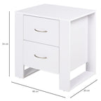 Modern 2-Drawer White Bedside Table - Particle Board, Luxe Design