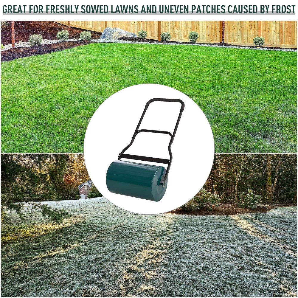 Steel Lawn Grass Roller - 50L Capacity - Green