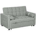 2 Seater Pull Out Sofa Bed with Adjustable Backrest Light Grey