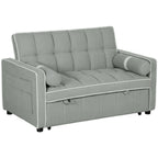 2 Seater Pull Out Sofa Bed with Adjustable Backrest Light Grey