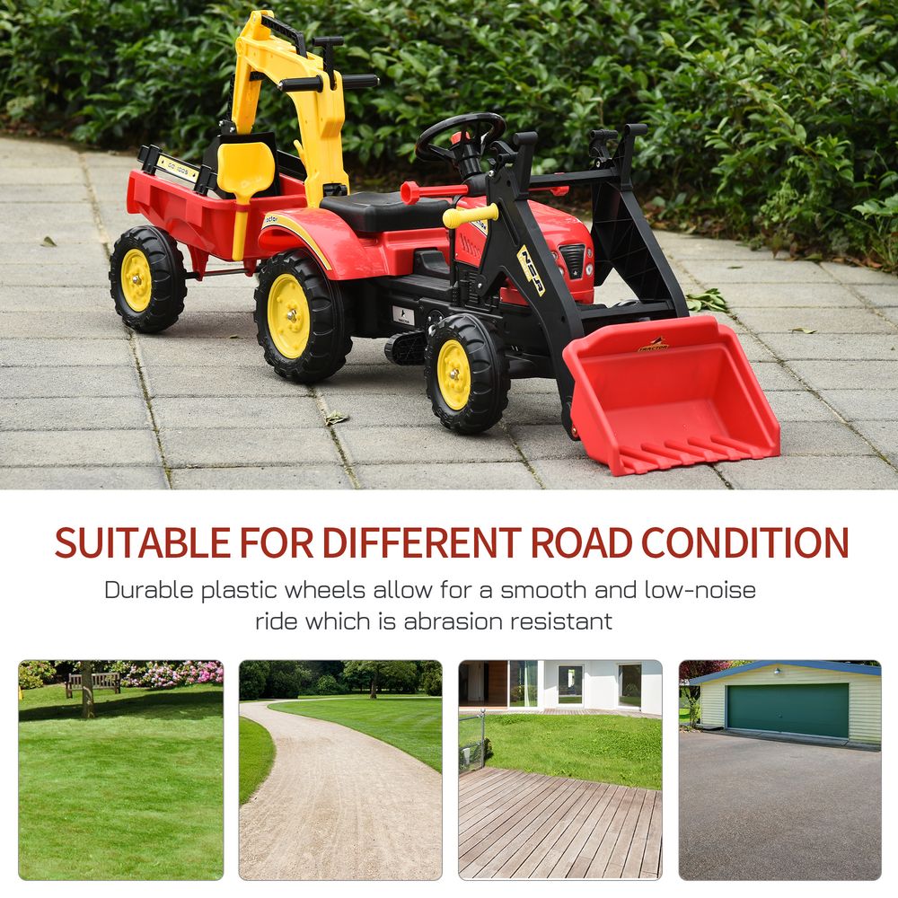 Pedal Powered Tractor Ride-On Car - Bucket Steering Wheel - Ages 3-6