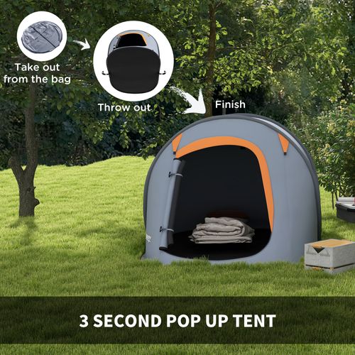 Pop up Camping Tent for 2 Man, 2000mm Waterproof with Carry Bag, Grey
