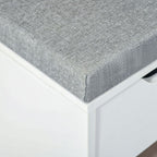Shoe Bench with Seat Cushion Shoe Storage Cabinet with 7 Compartments Drawer Adjustable Shelves for Entryway Hallway Living Room White and Grey