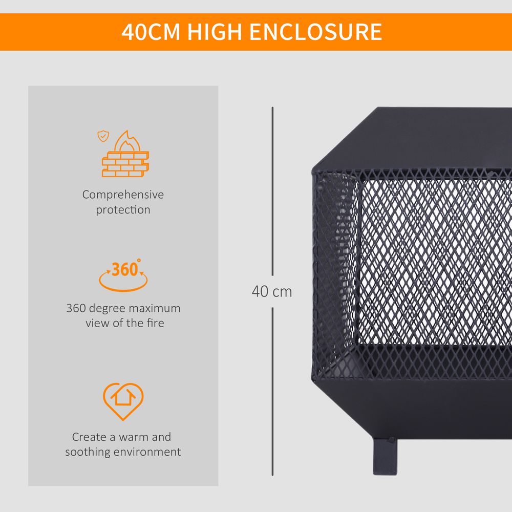 Fire Pit, Square Steel-Black - Quality Outdoor Heating