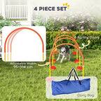 4 Piece Dog Agility Training Equipment with Carry Bag, Orange