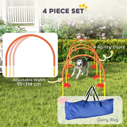 4 Piece Dog Agility Training Equipment with Carry Bag, Orange
