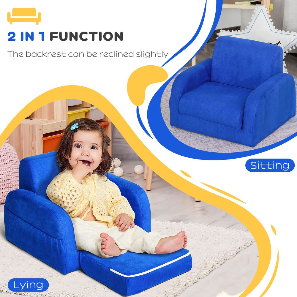 2-in-1 Kids Sofa: Armchair, Bed, Couch - Toddler Sofa, Baby Bed - Fold Out, Flip Open - Durable & Stylish