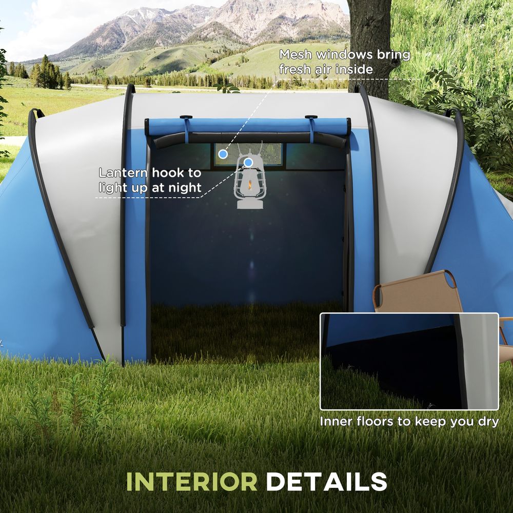 2 Bedroom Camping Tent with Living Area, 3000mm Waterproof