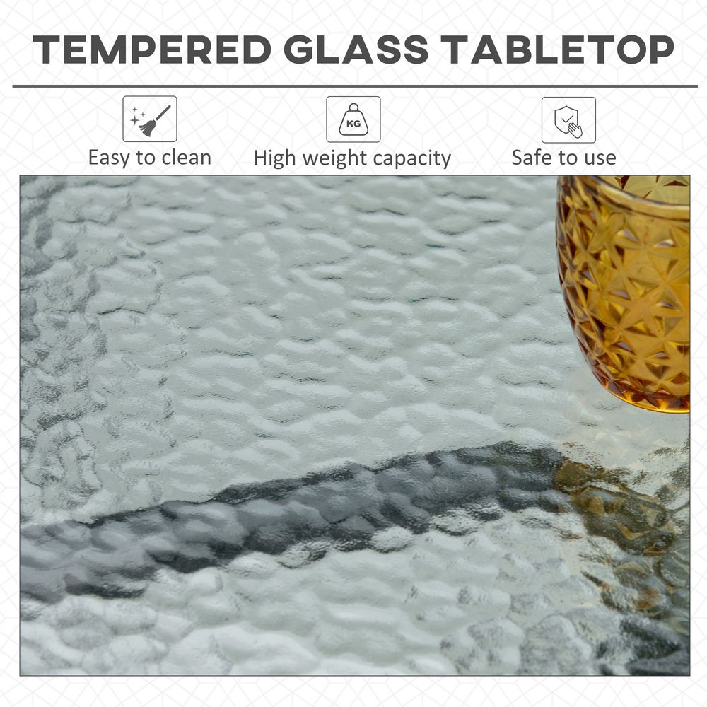 Square Patio Table - Tempered Glass Top, Garden Dining - 76 x 76cm