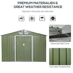 9 x 6FT Garden Metal Storage Shed Tool Box Foundation Vent & Doors Green